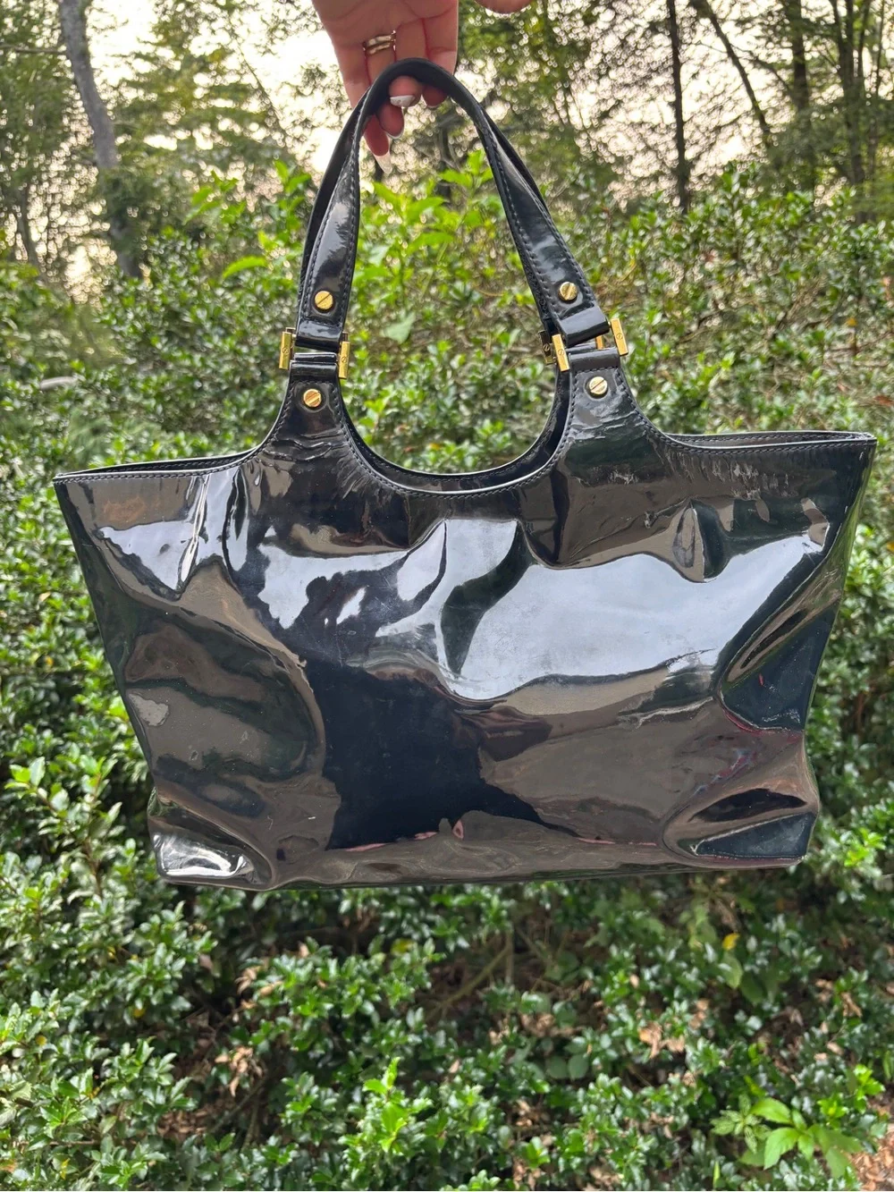 Tory Burch Bombe Patent Leather Tote Bag